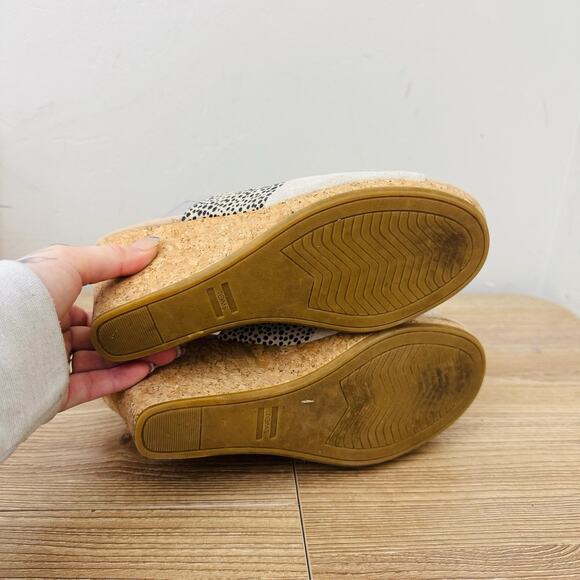 TOMS Monica Cork Wedge Beige And Black Polka Dot Women’s Size 7 - Picture 8 of 11